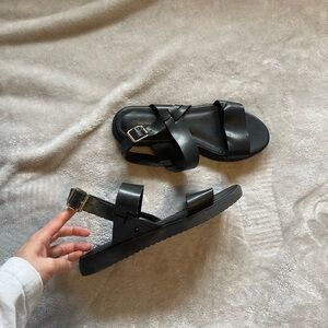 Black Pleather Forever 21 Sandals
